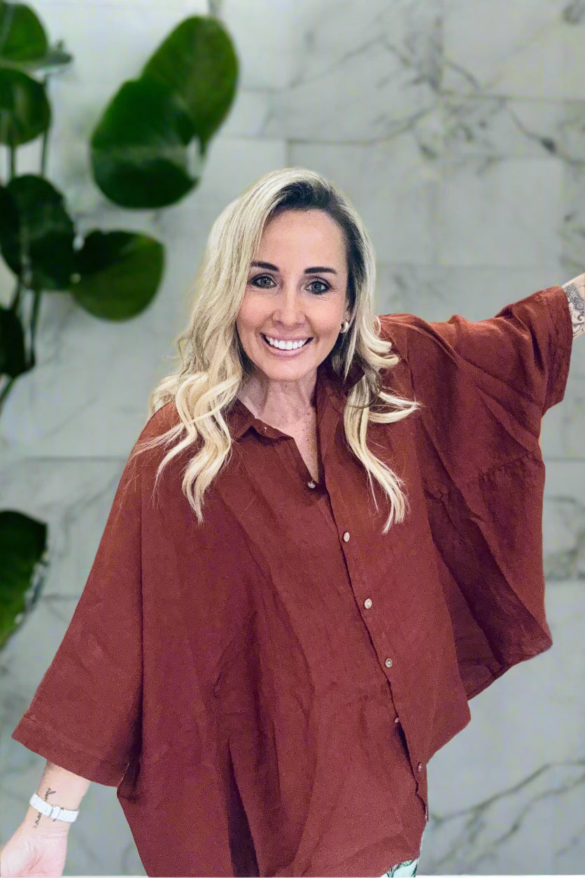 Linen Rusty Shirt - Rust