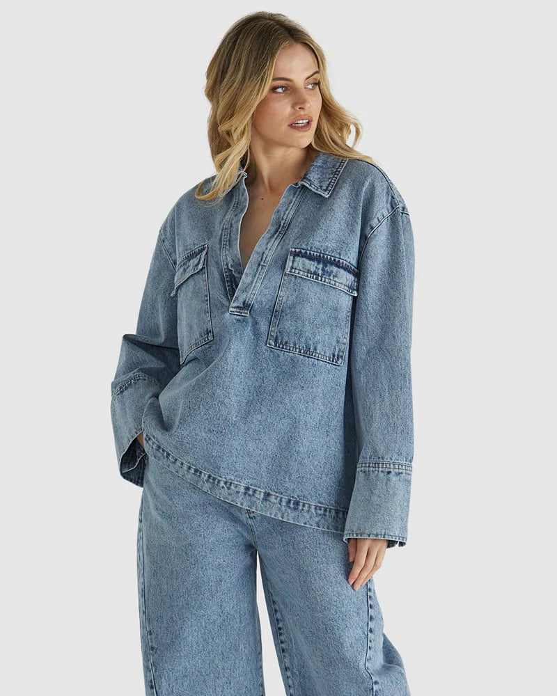 Jordan Denim Top- Acid Wash