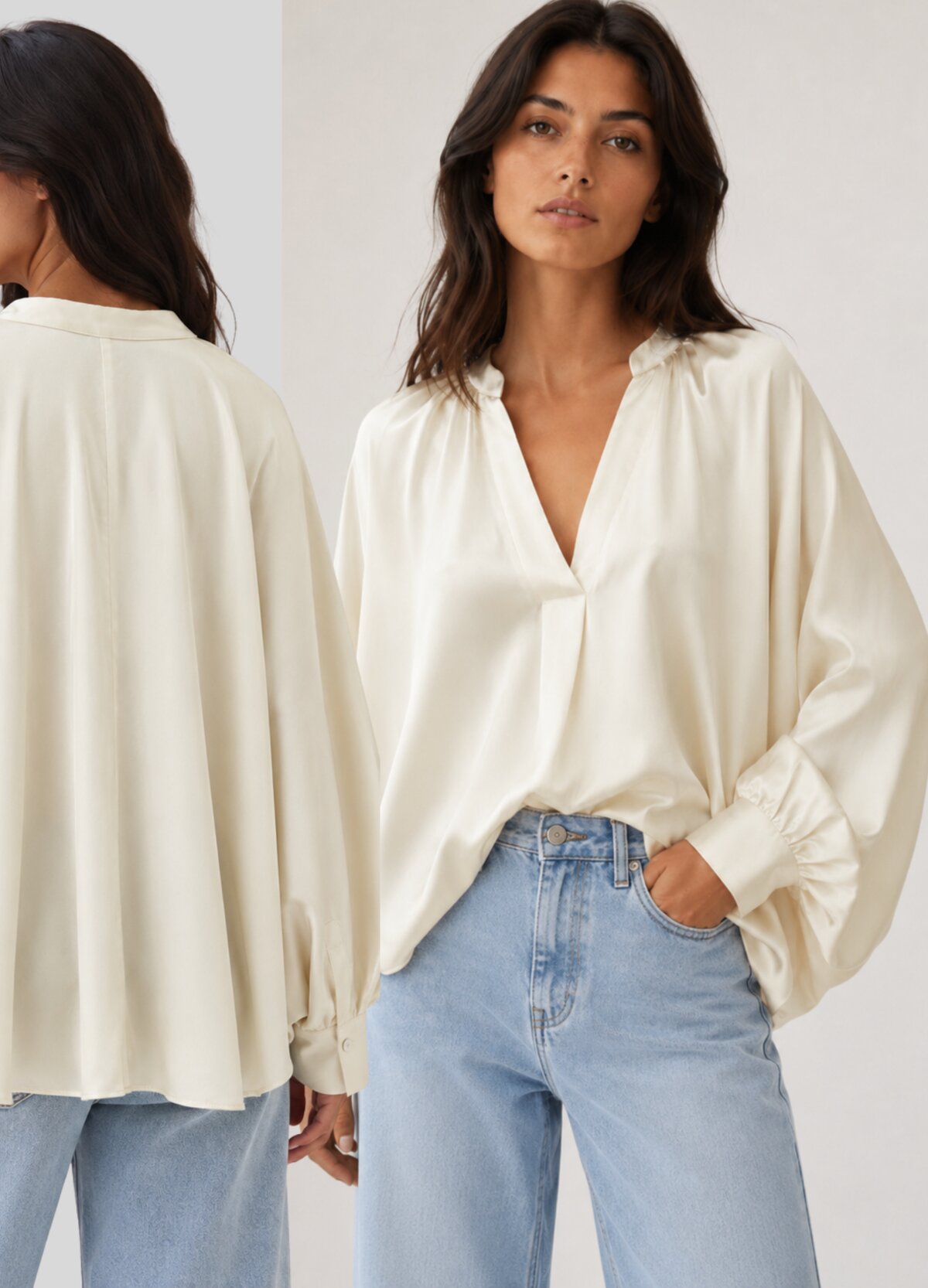 Satin Oversized Shirt- Cream