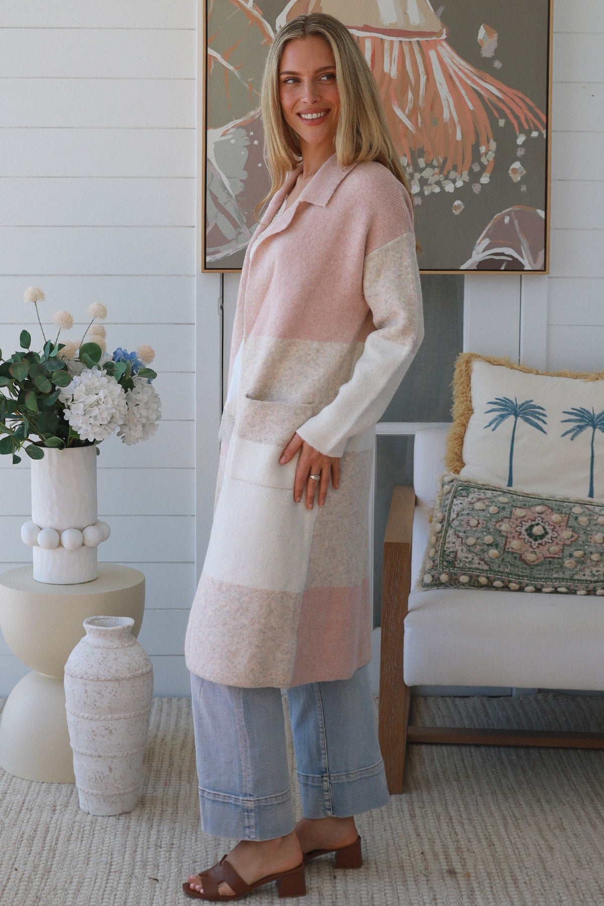 Betty Long Line Knit- Soft Blush