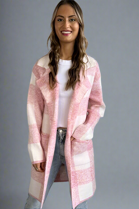 Gingham Cardi - Pink