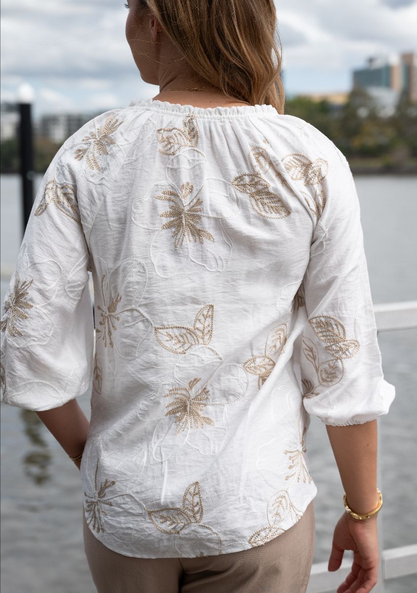 Natural leaf Shirt- White