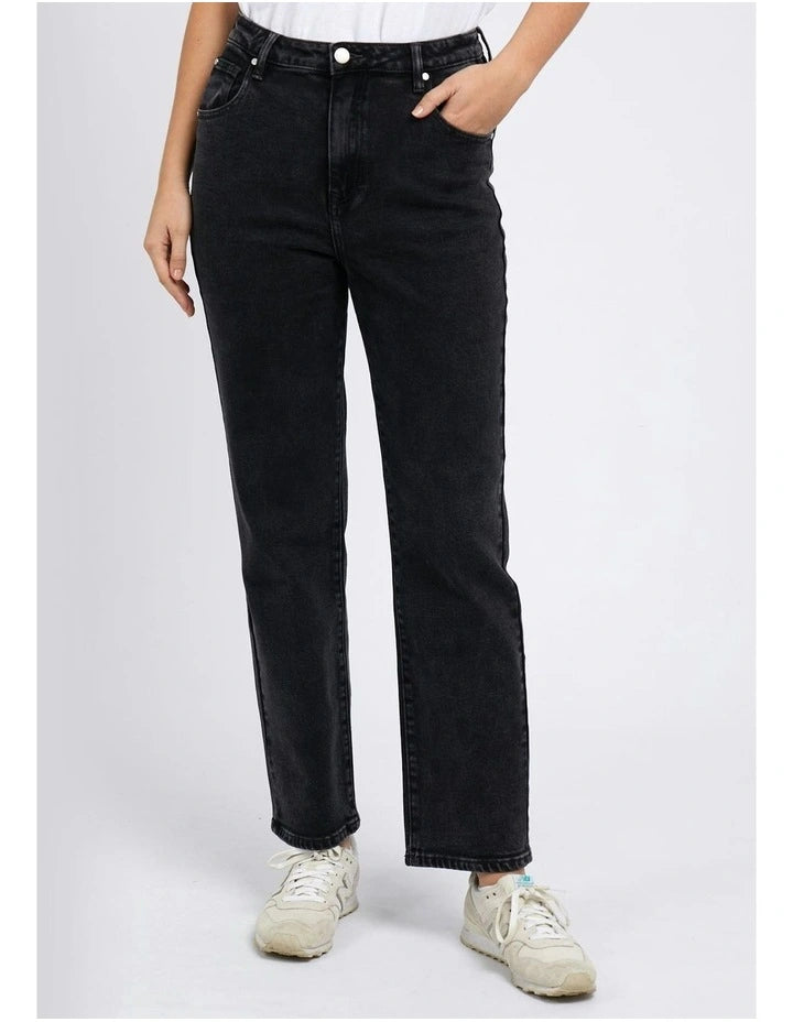 Enmore Wide Leg Jean- Washed Black