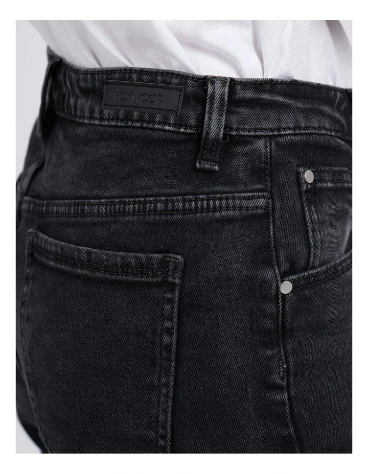 Enmore Wide Leg Jean- Washed Black