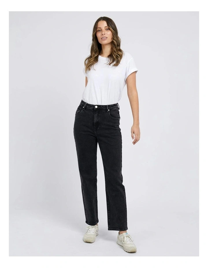 Enmore Wide Leg Jean- Washed Black