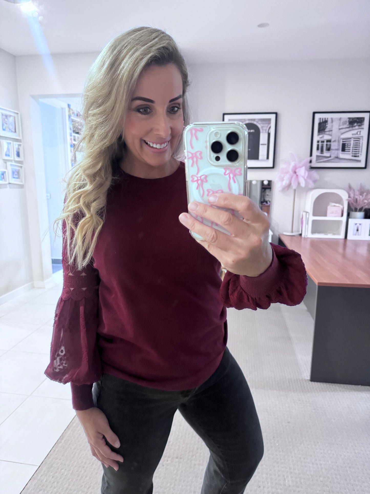 Laney Lace Top - Burgandy