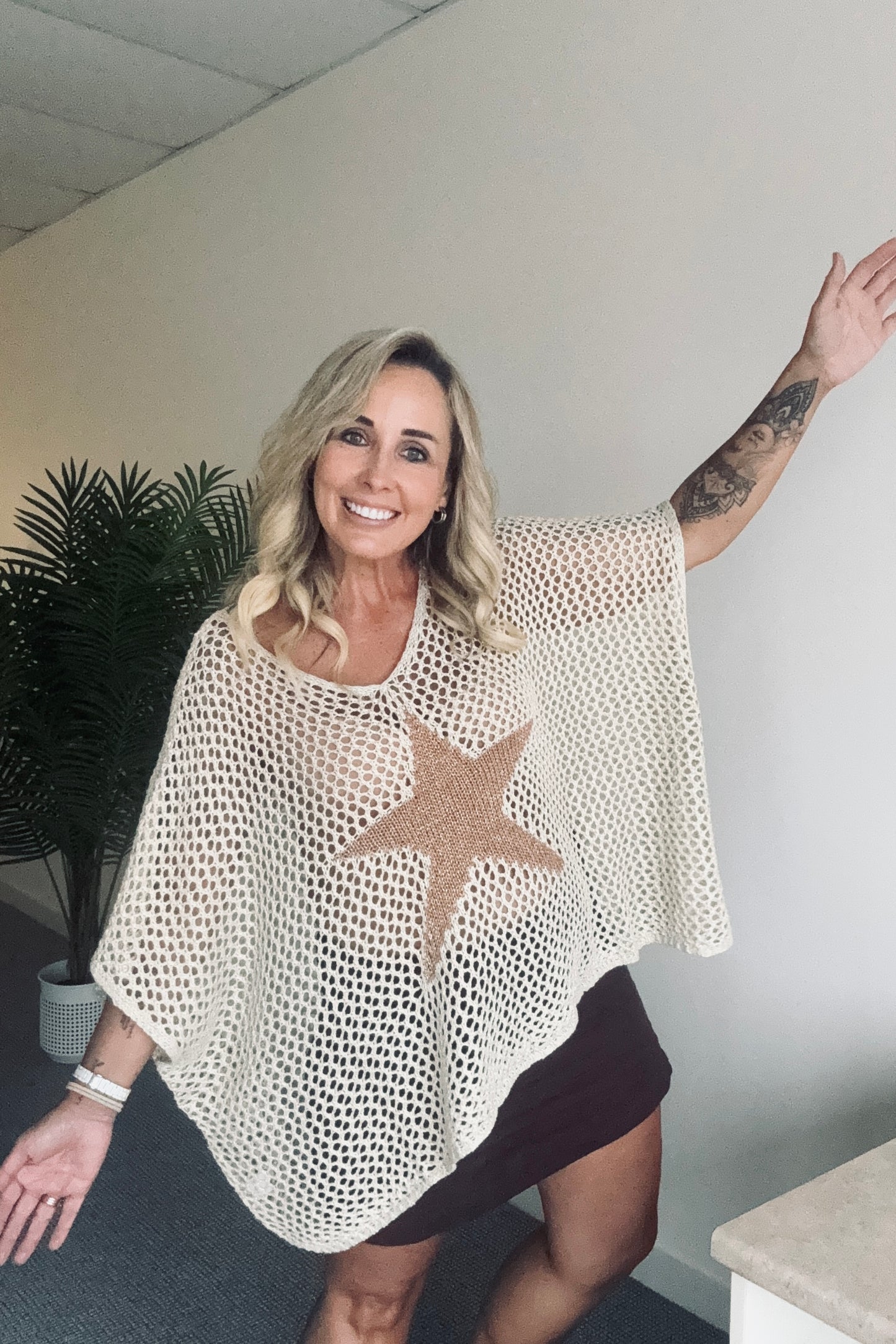 Starry Knit Oversized Top- Taupe