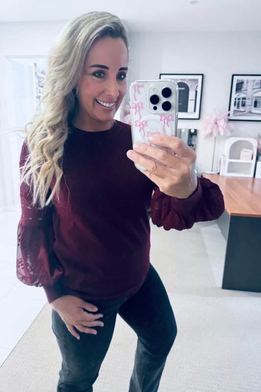 Laney Lace Top - Burgandy