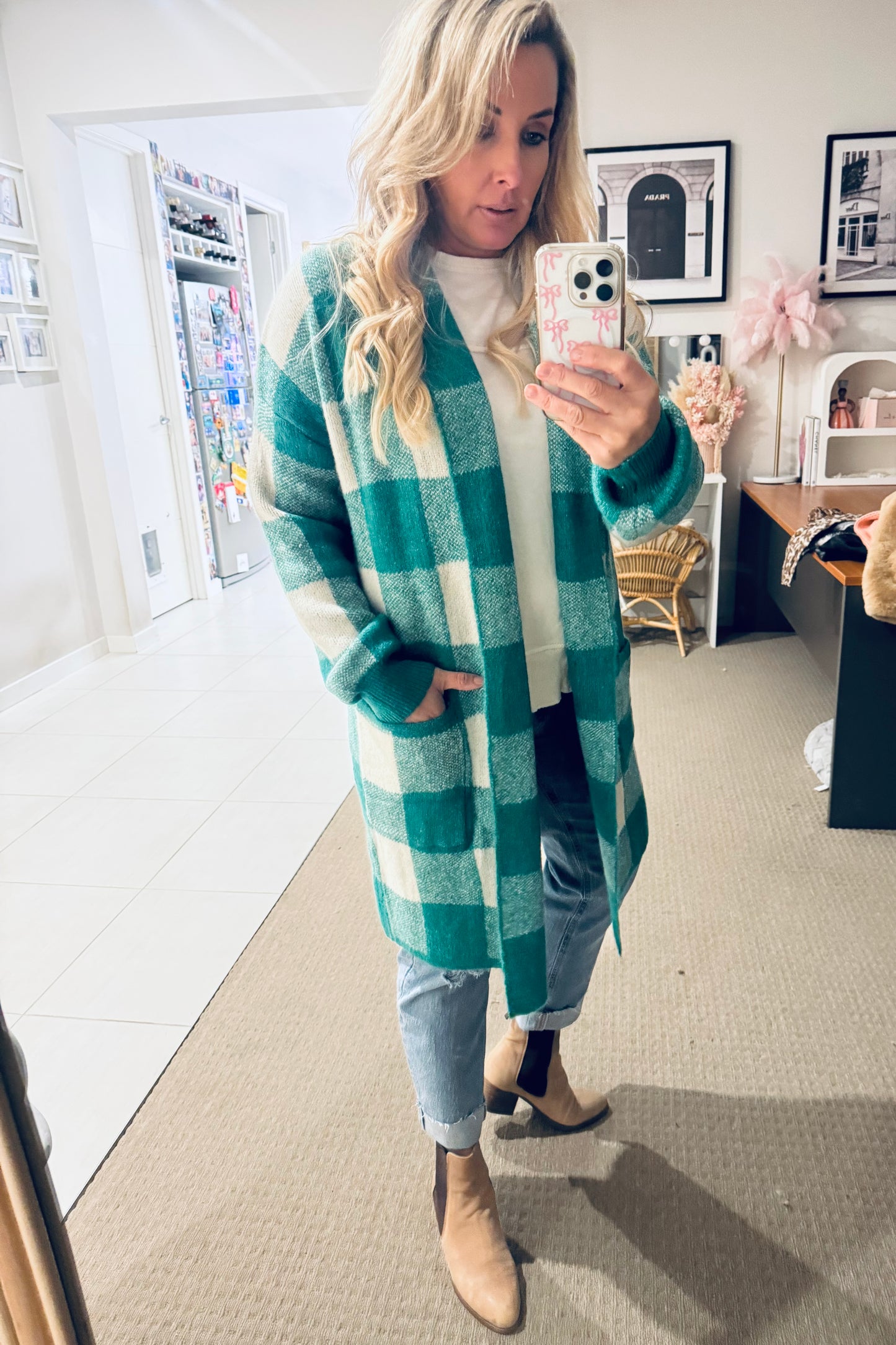 Gingham Cardi - Green