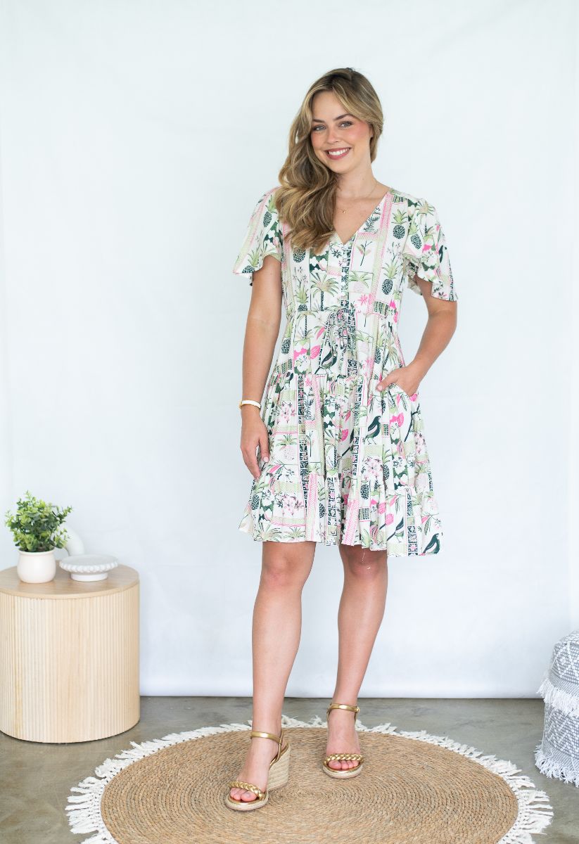 Roxanne Dress- Green Pineapple