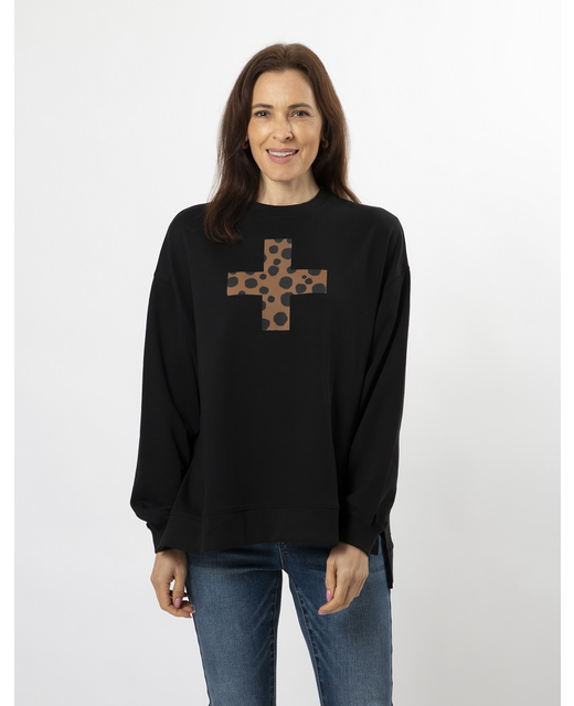 Tan Spot Cross Jumper - Black