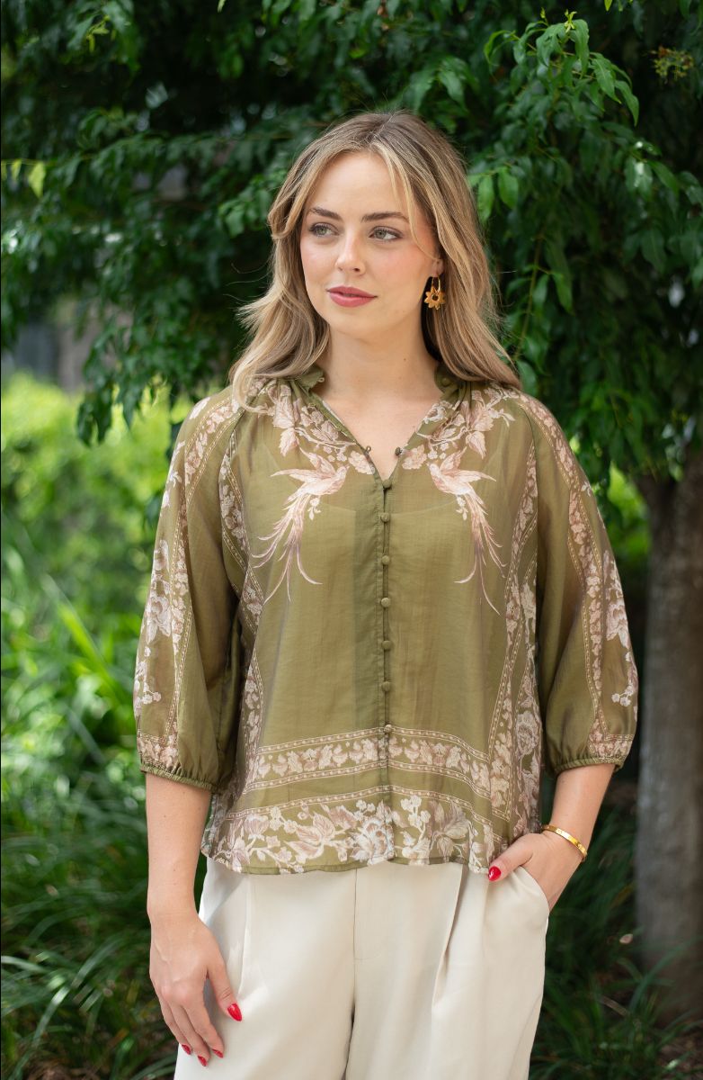 Bird Of Life Shirt- Khaki