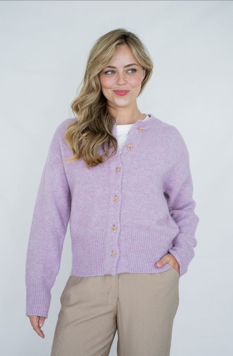 Wool Bow Cardi- Lilac