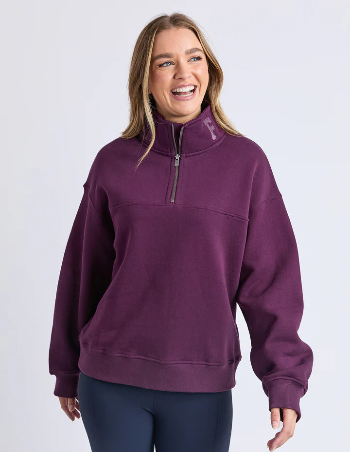 College Zip Crew- Plum
