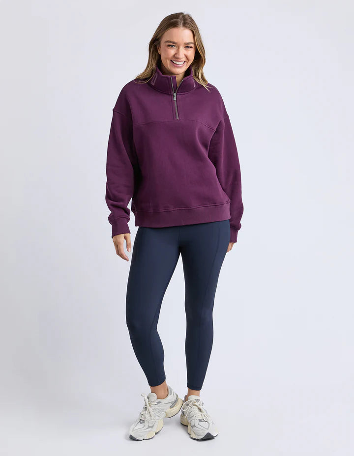 College Zip Crew- Plum