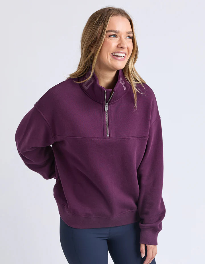 College Zip Crew- Plum