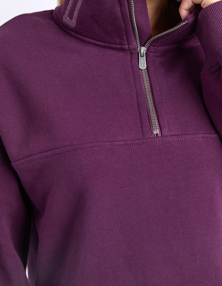 College Zip Crew- Plum