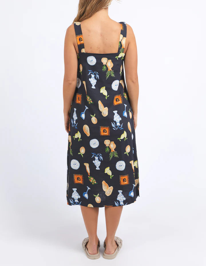 Italian Summer Dress- Navy Charcoal