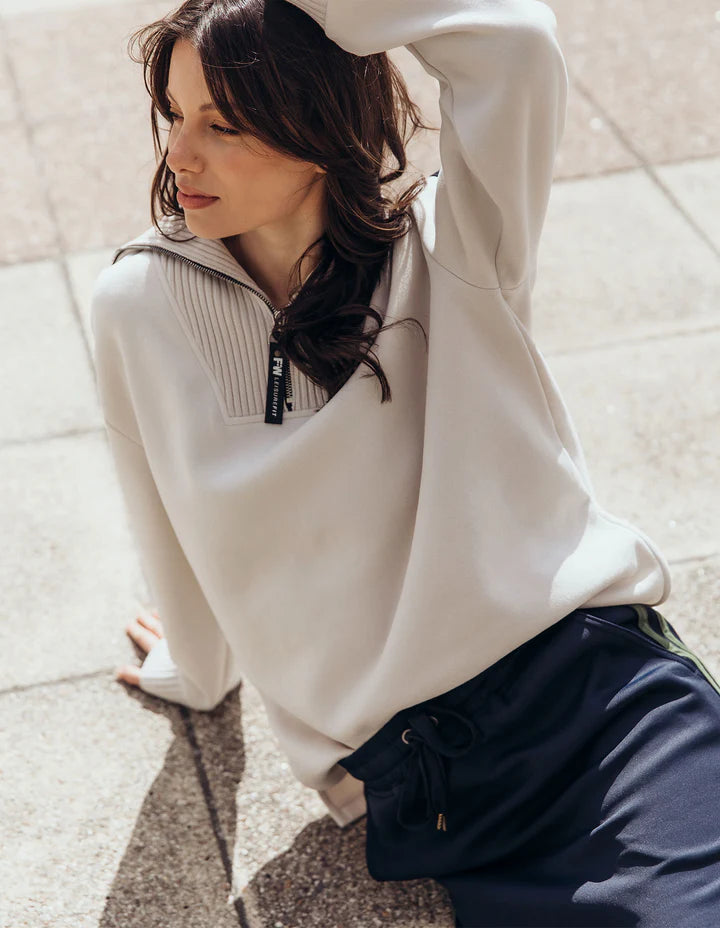 Knit Collar Crew- Bone