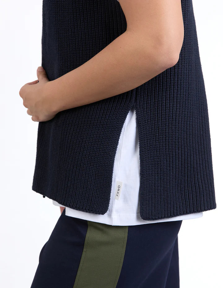 Zip Knit Vest- Navy