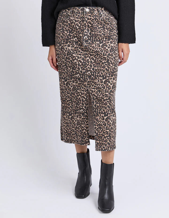 Leopard Denim Skirt