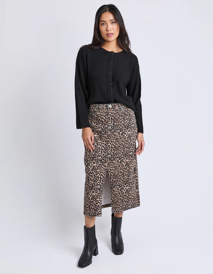 Leopard Denim Skirt
