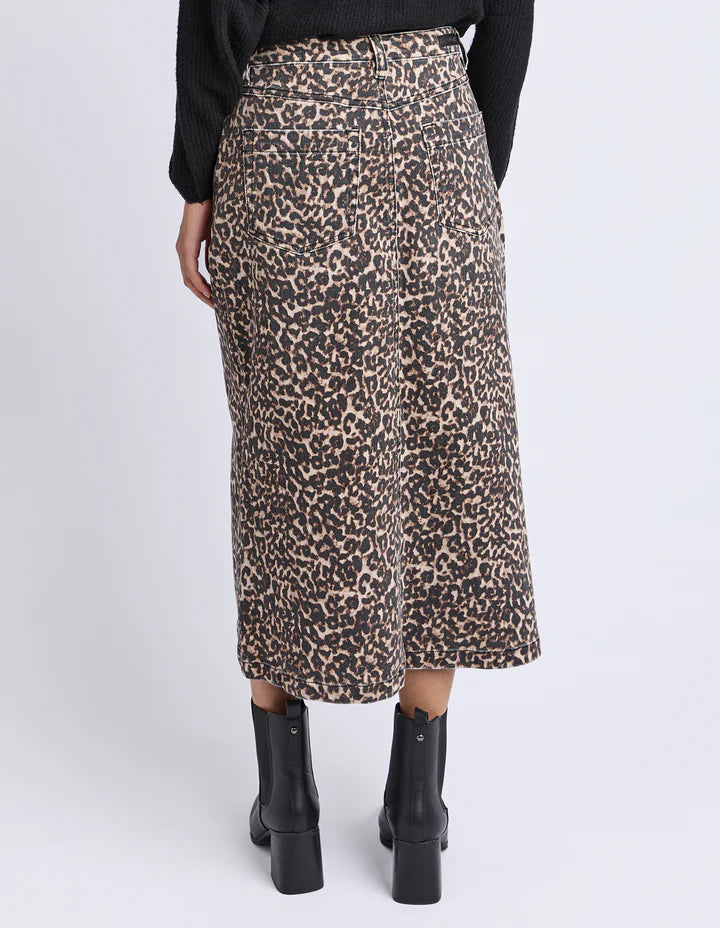 Leopard Denim Skirt