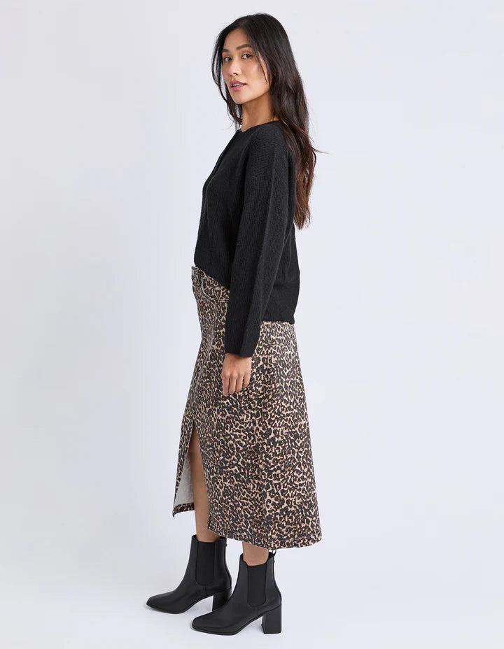 Leopard Denim Skirt