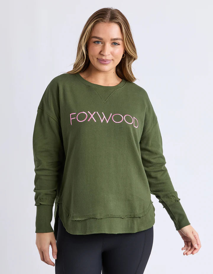 Simplified Crew- Olive With Pink