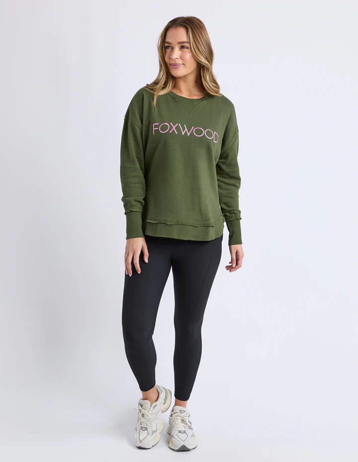 Simplified Crew- Olive With Pink