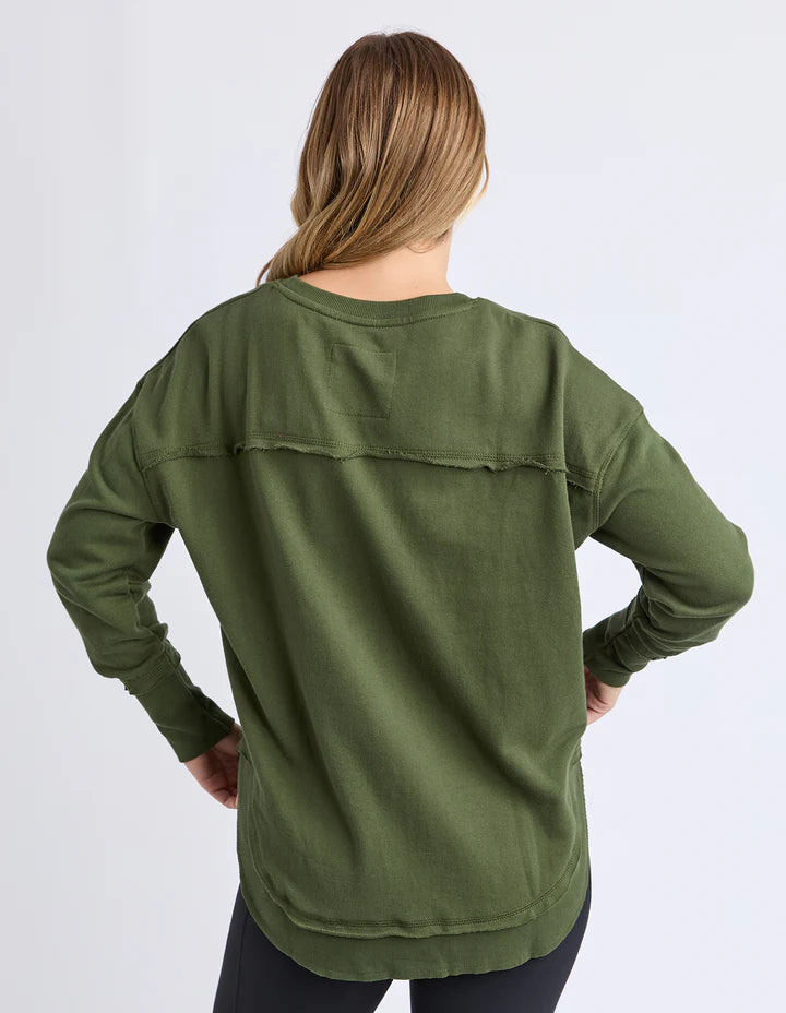 Simplified Crew- Olive With Pink