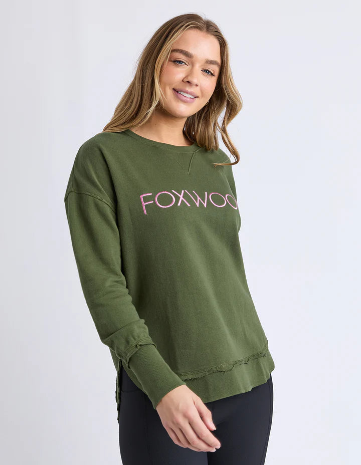 Simplified Crew- Olive With Pink