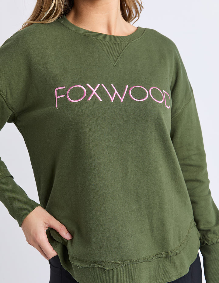 Simplified Crew- Olive With Pink