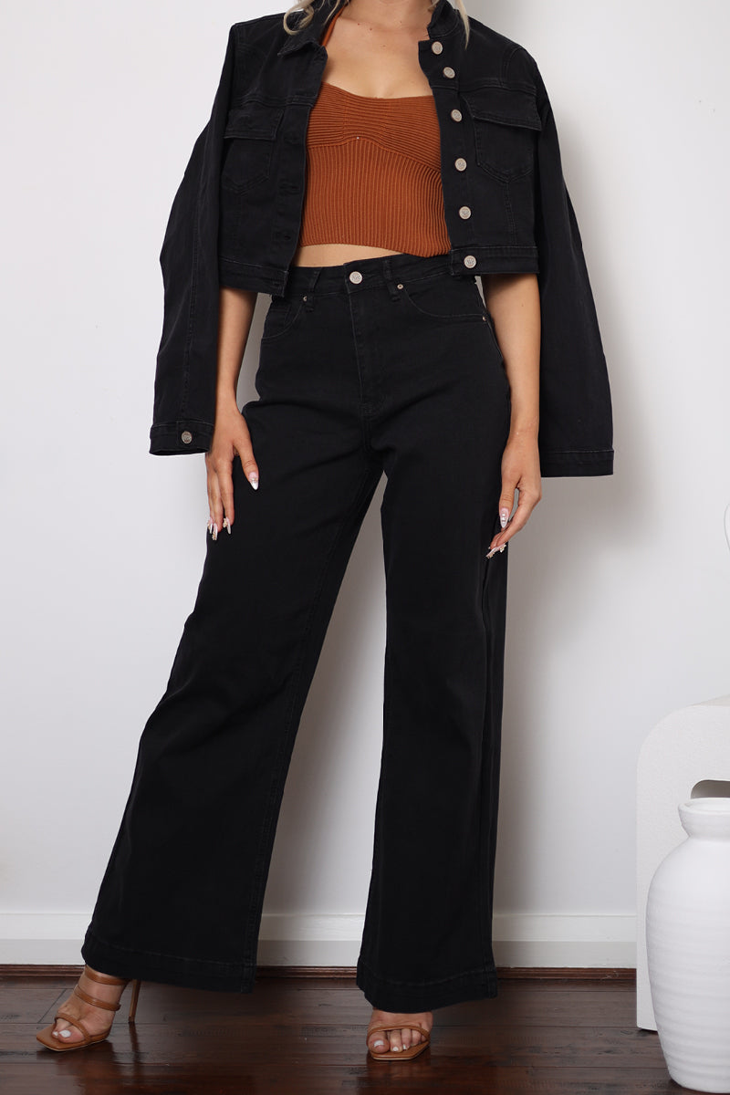 High Rise Wide Leg Jean - Black