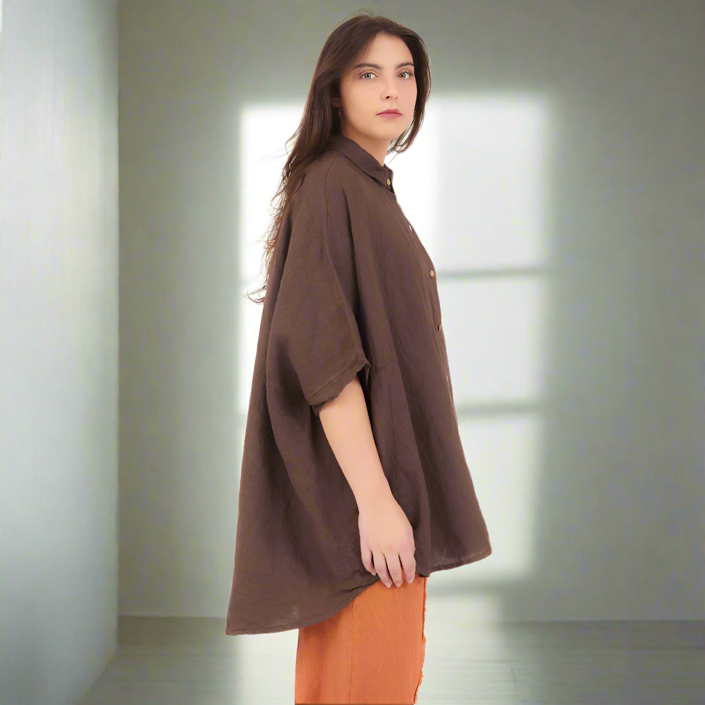 Linen Rusty Shirt - Chocolate