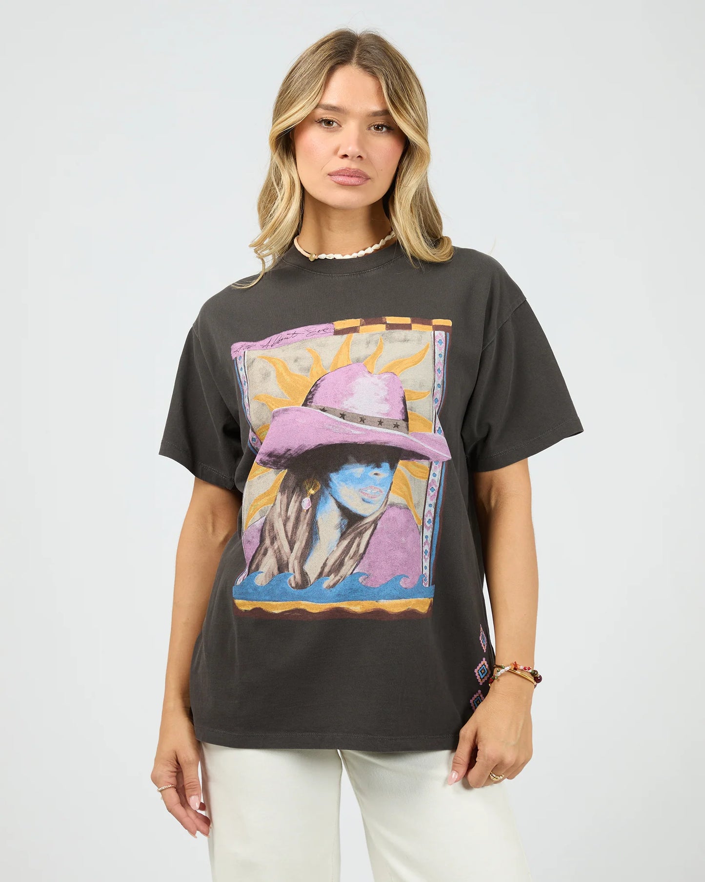 Calamity Sun Relaxed Tee- Washed Black