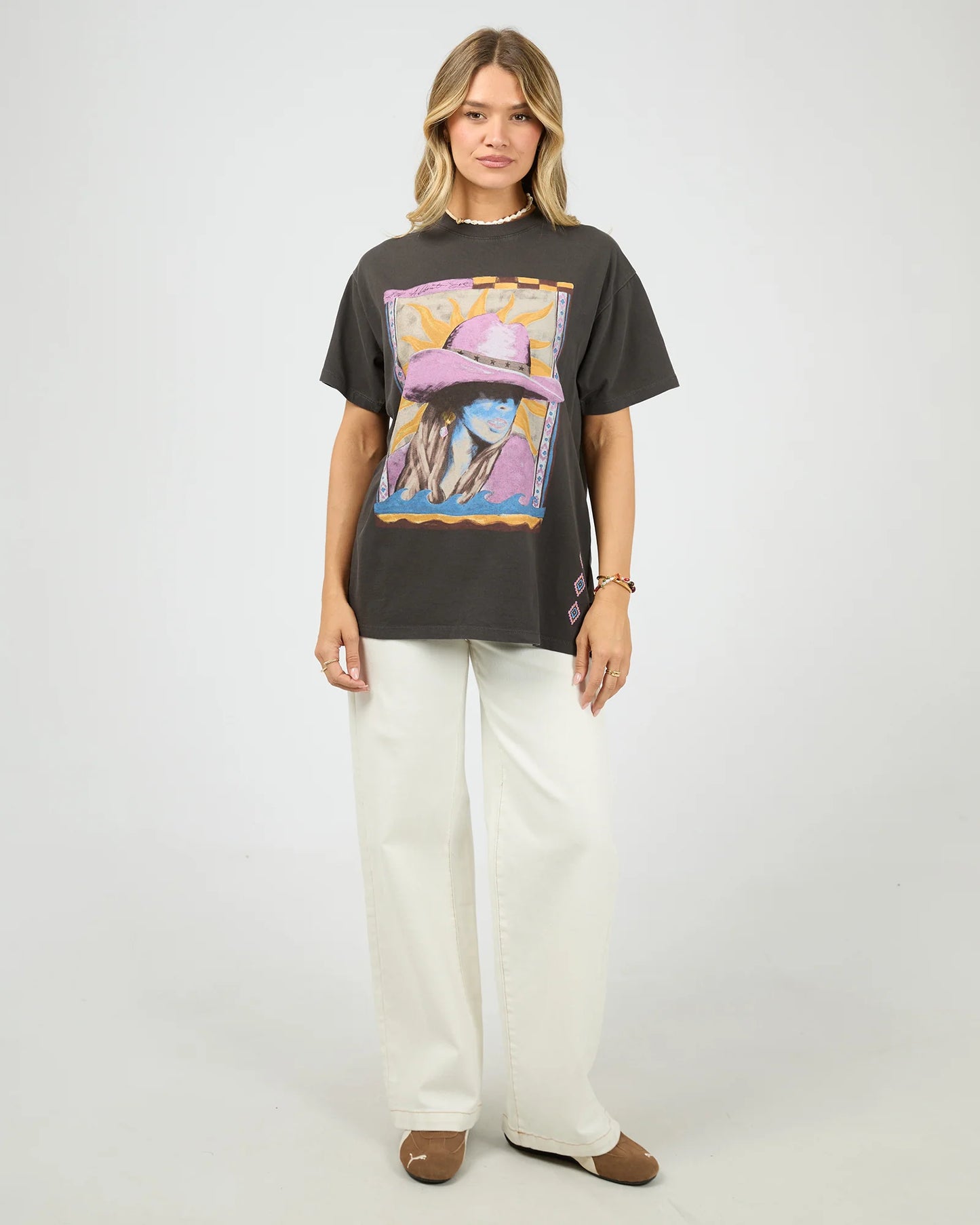Calamity Sun Relaxed Tee- Washed Black