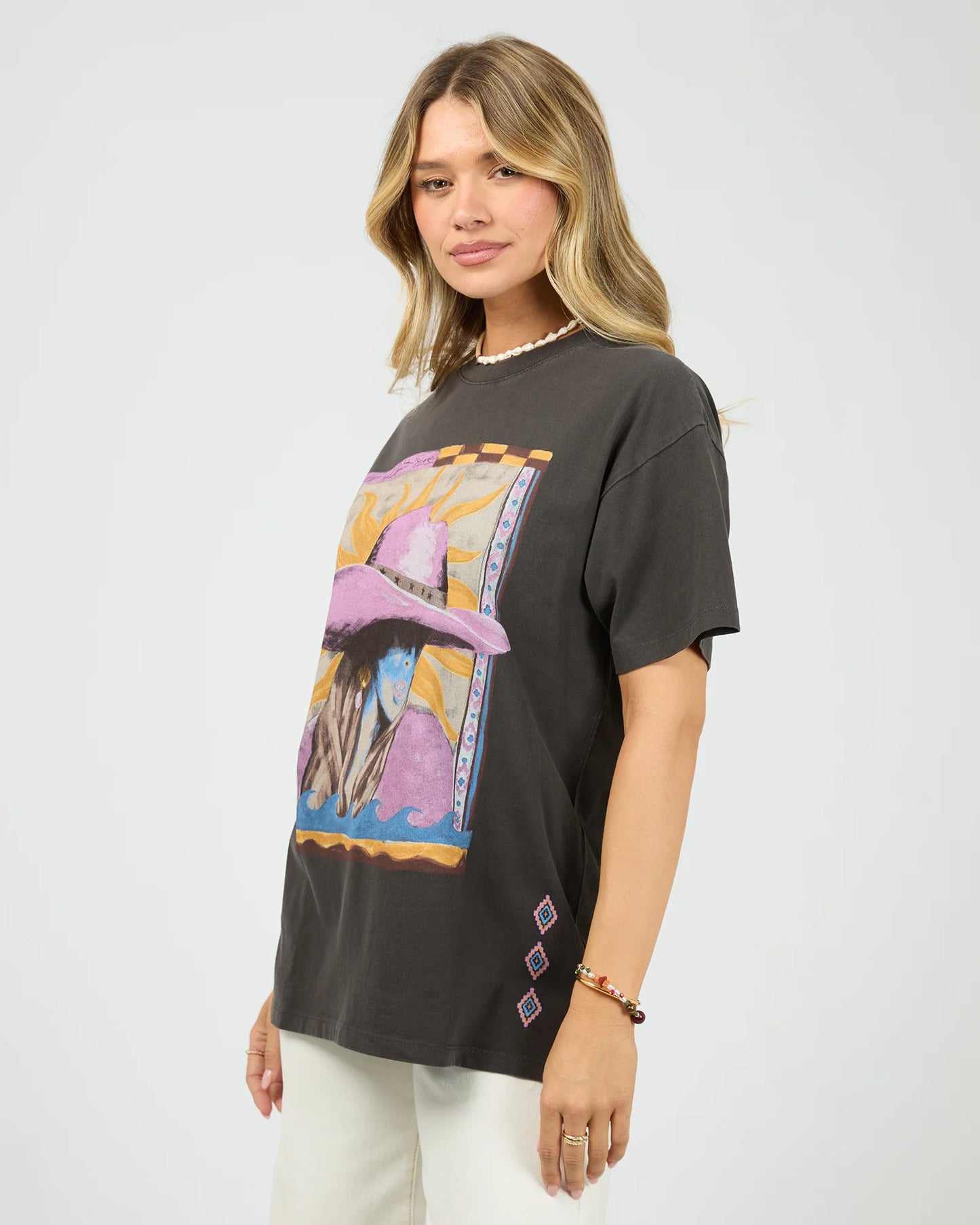Calamity Sun Relaxed Tee- Washed Black