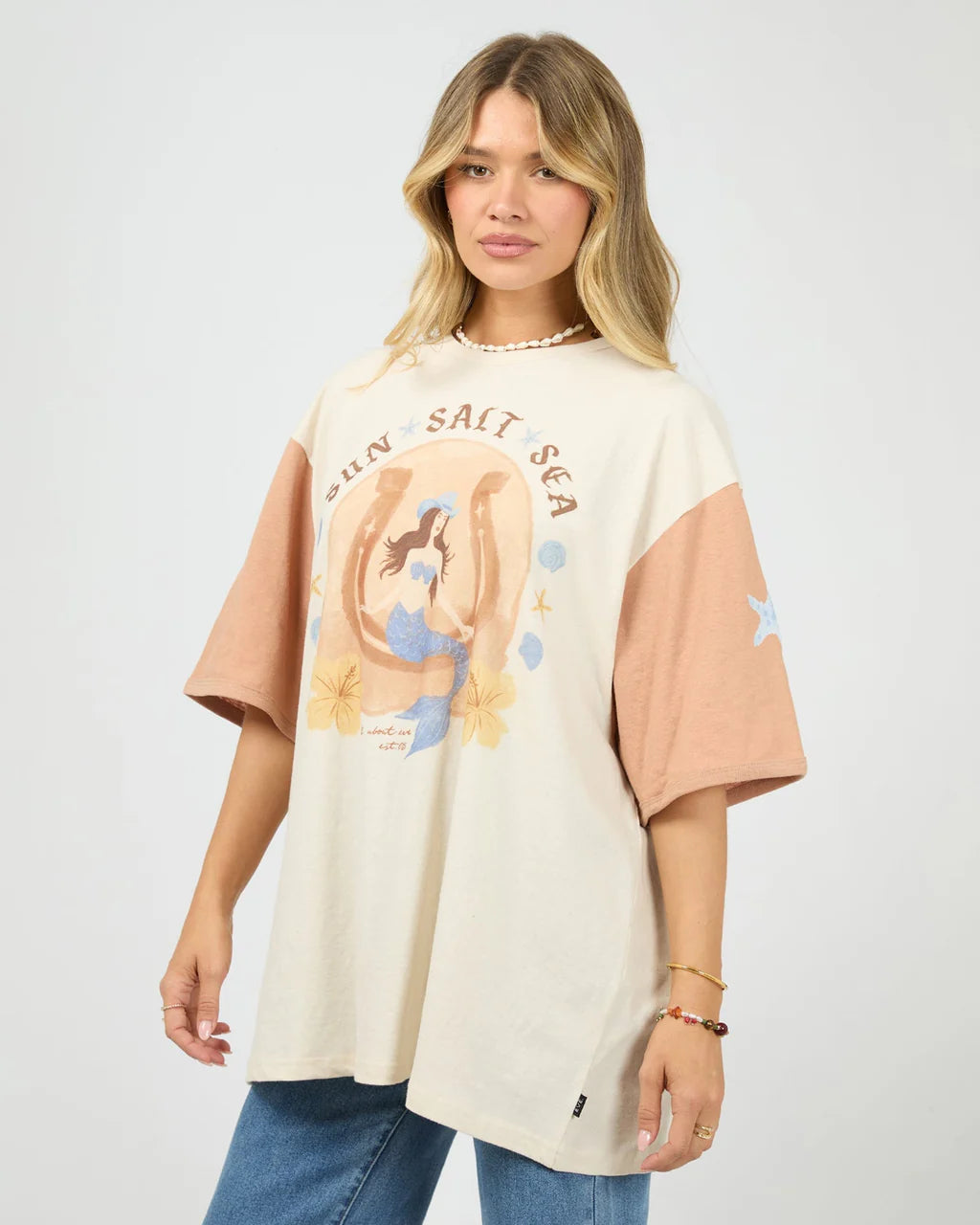 Sun Salt Sea OVersized Tee- Vanilla