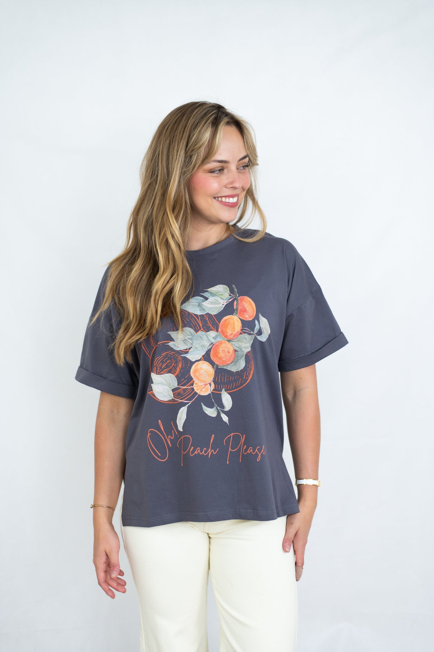 Peachy Tee- Charcoal