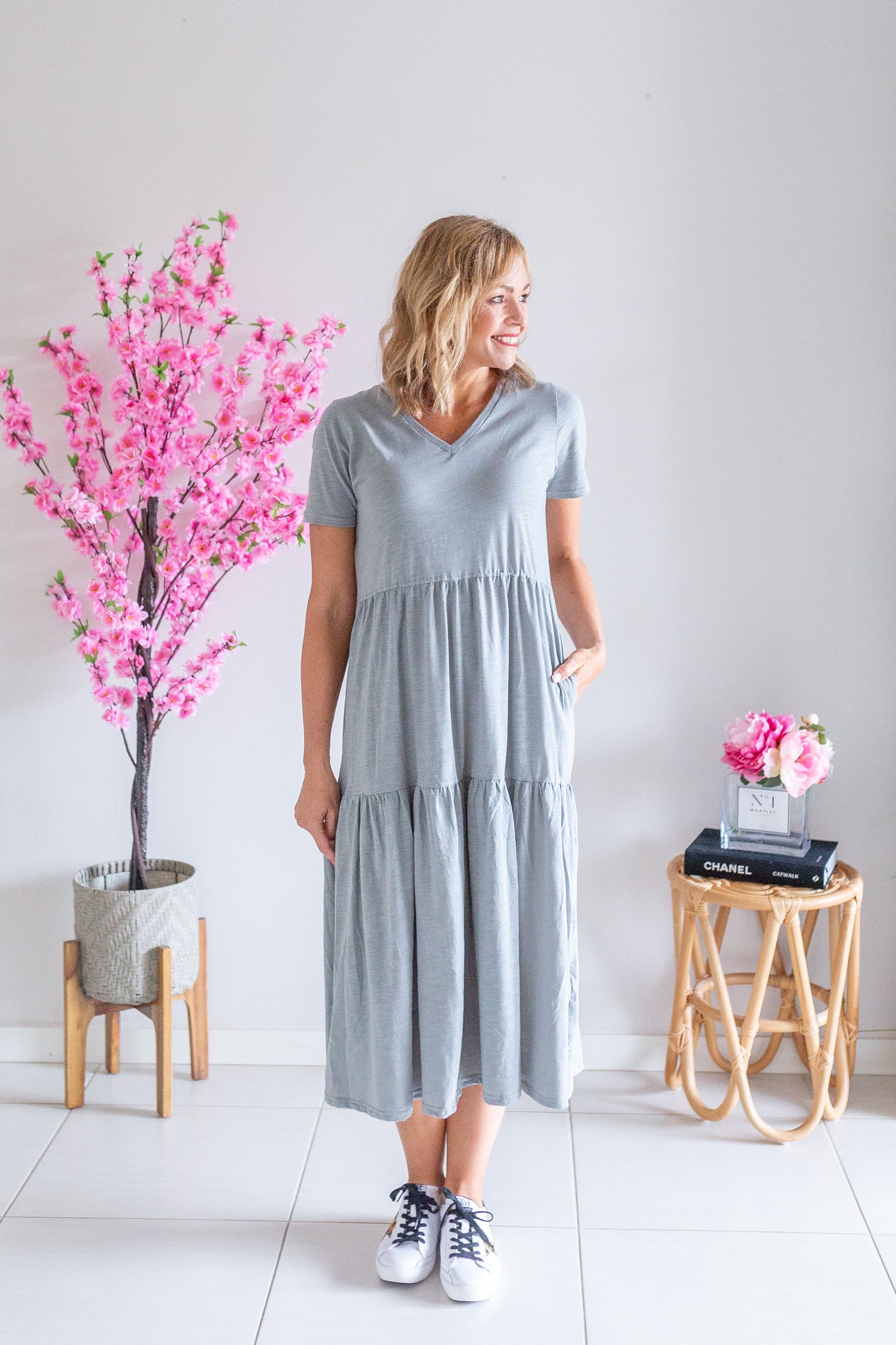 Comfort Layer Dress- Soft Khaki