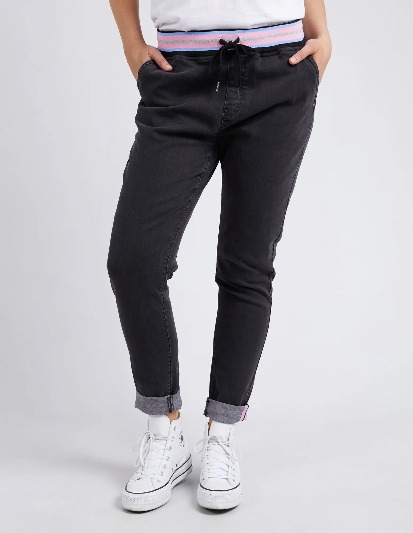 Melody Denim Jogger- Washed Black