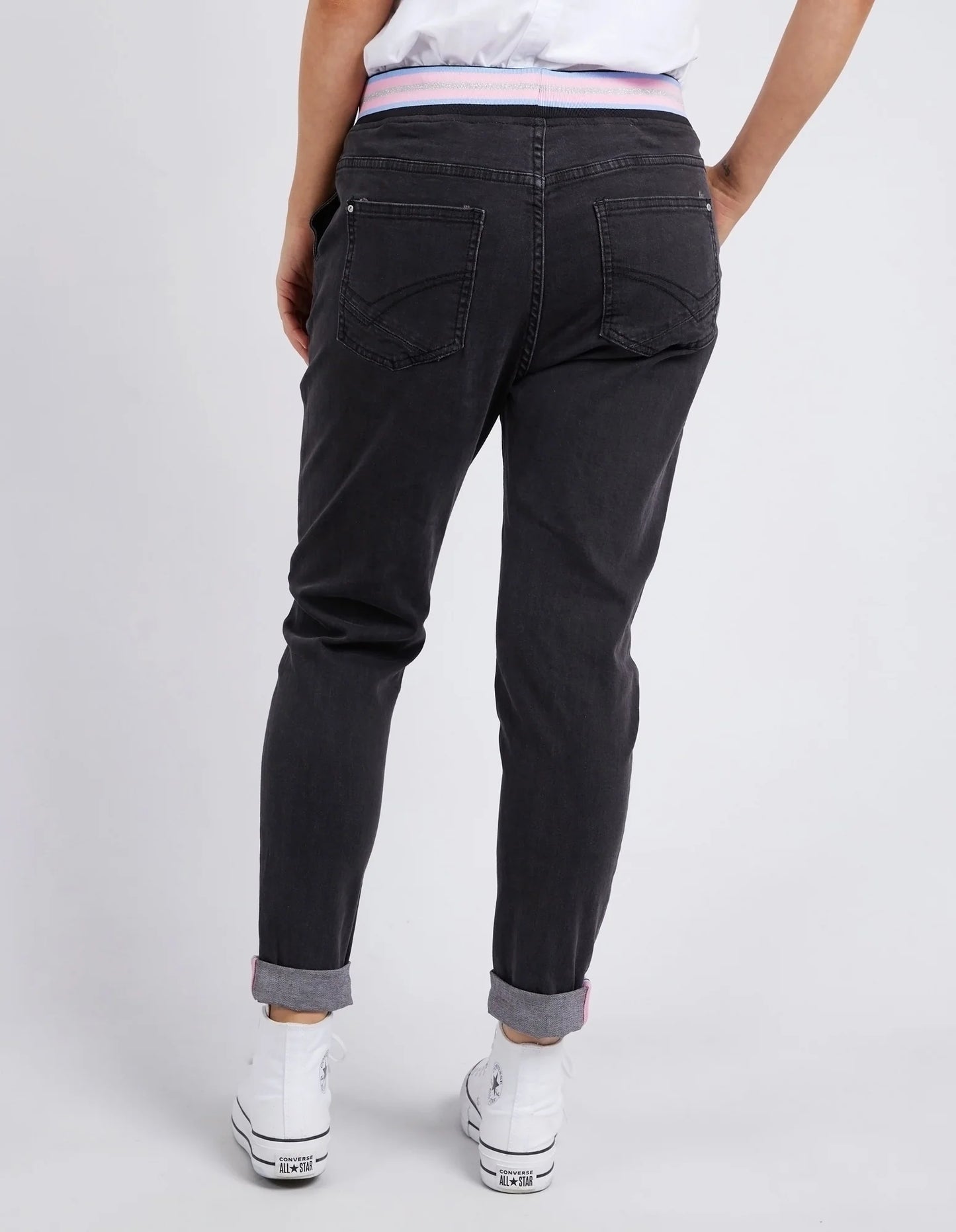 Melody Denim Jogger- Washed Black