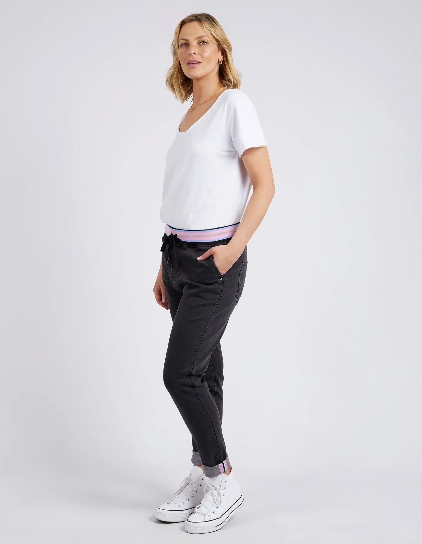 Melody Denim Jogger- Washed Black