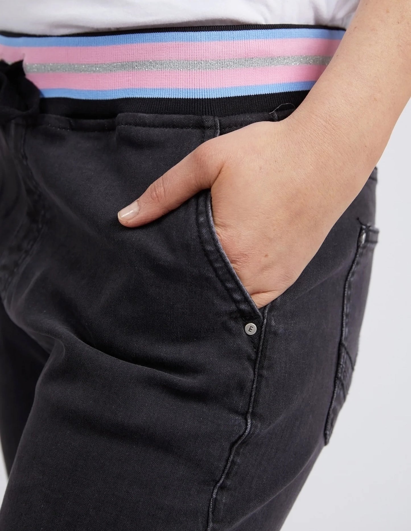 Melody Denim Jogger- Washed Black