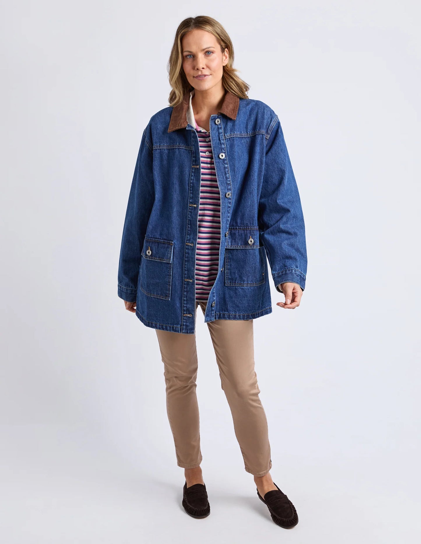 Elm Lilian Denim Barn Jacket - Mid Blue Wash