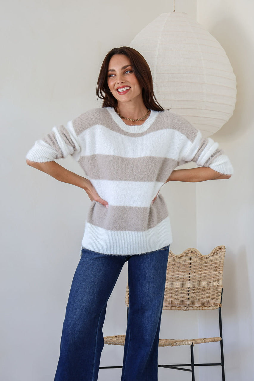 Marlow Knit - Mocha/Cream