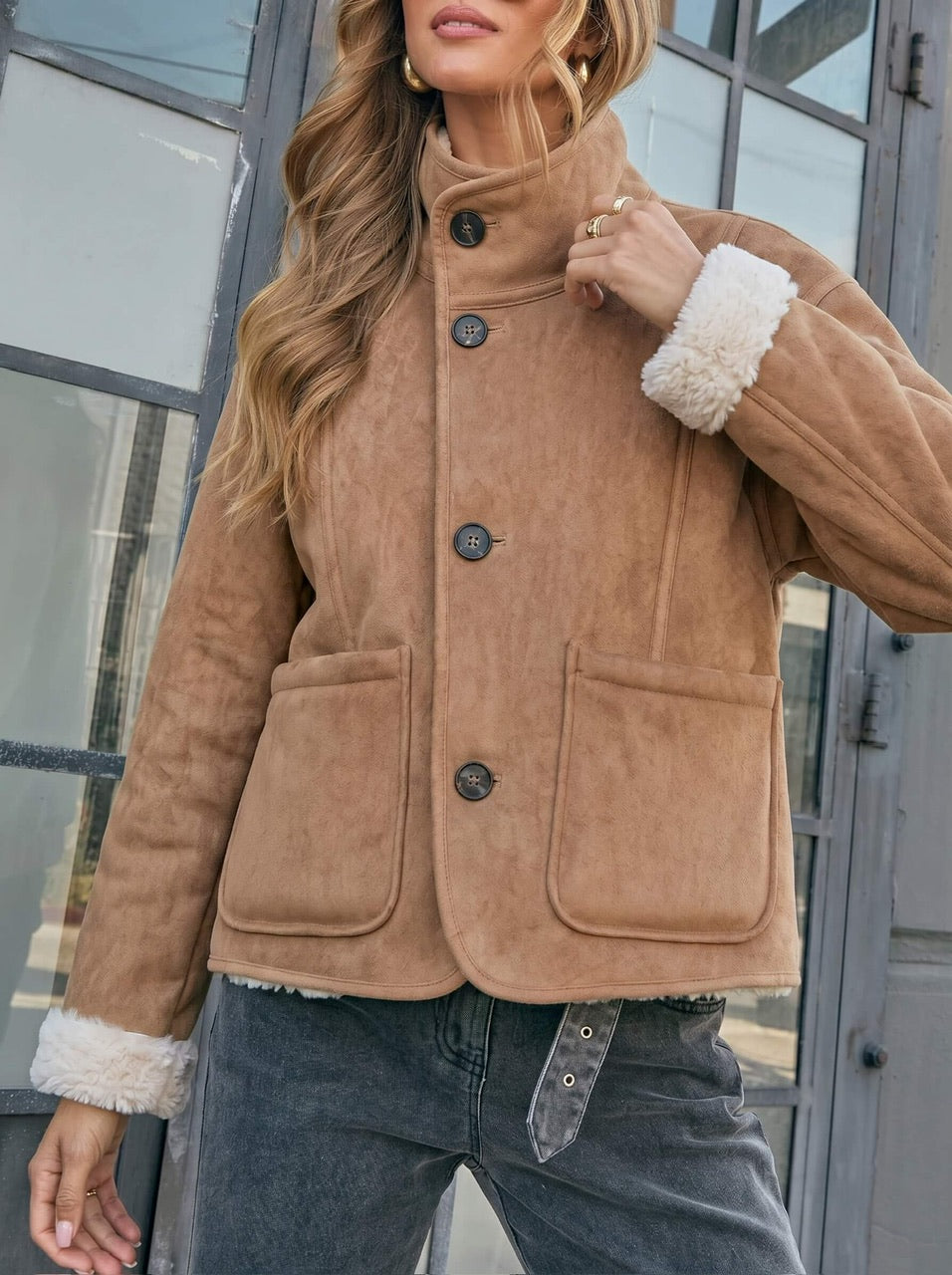 Reversible Wool Jacket- Tan/Natural