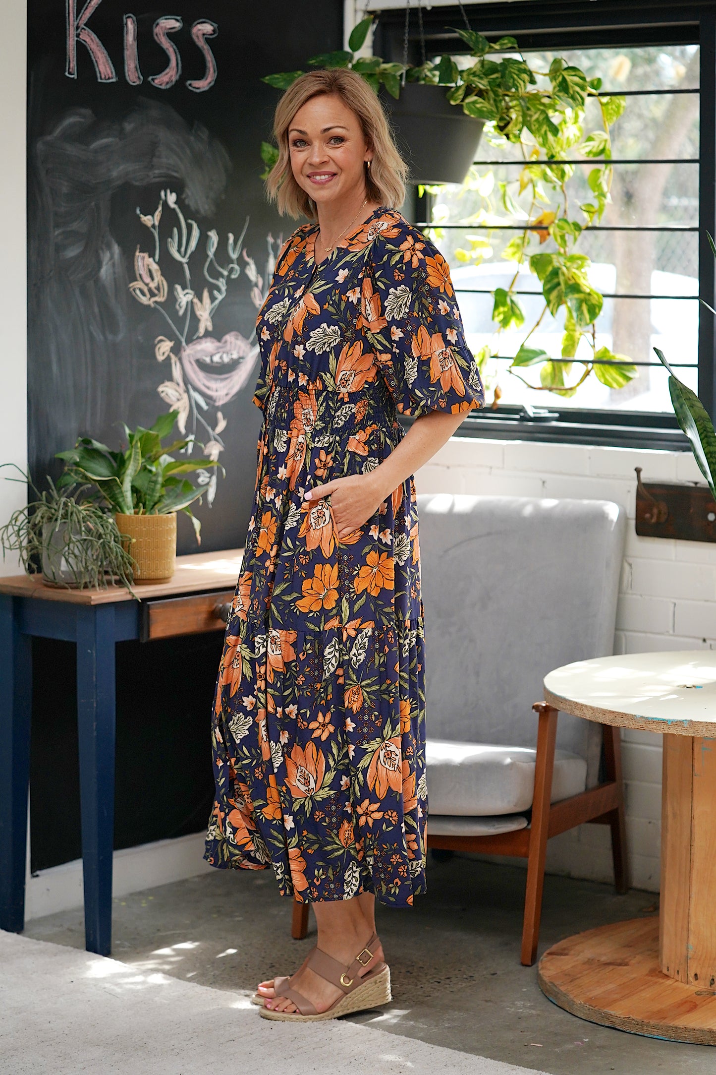 Navy Citrus Dress
