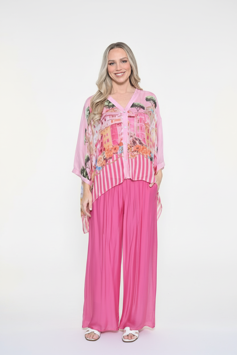 Italian Silk Top- Milan Pink